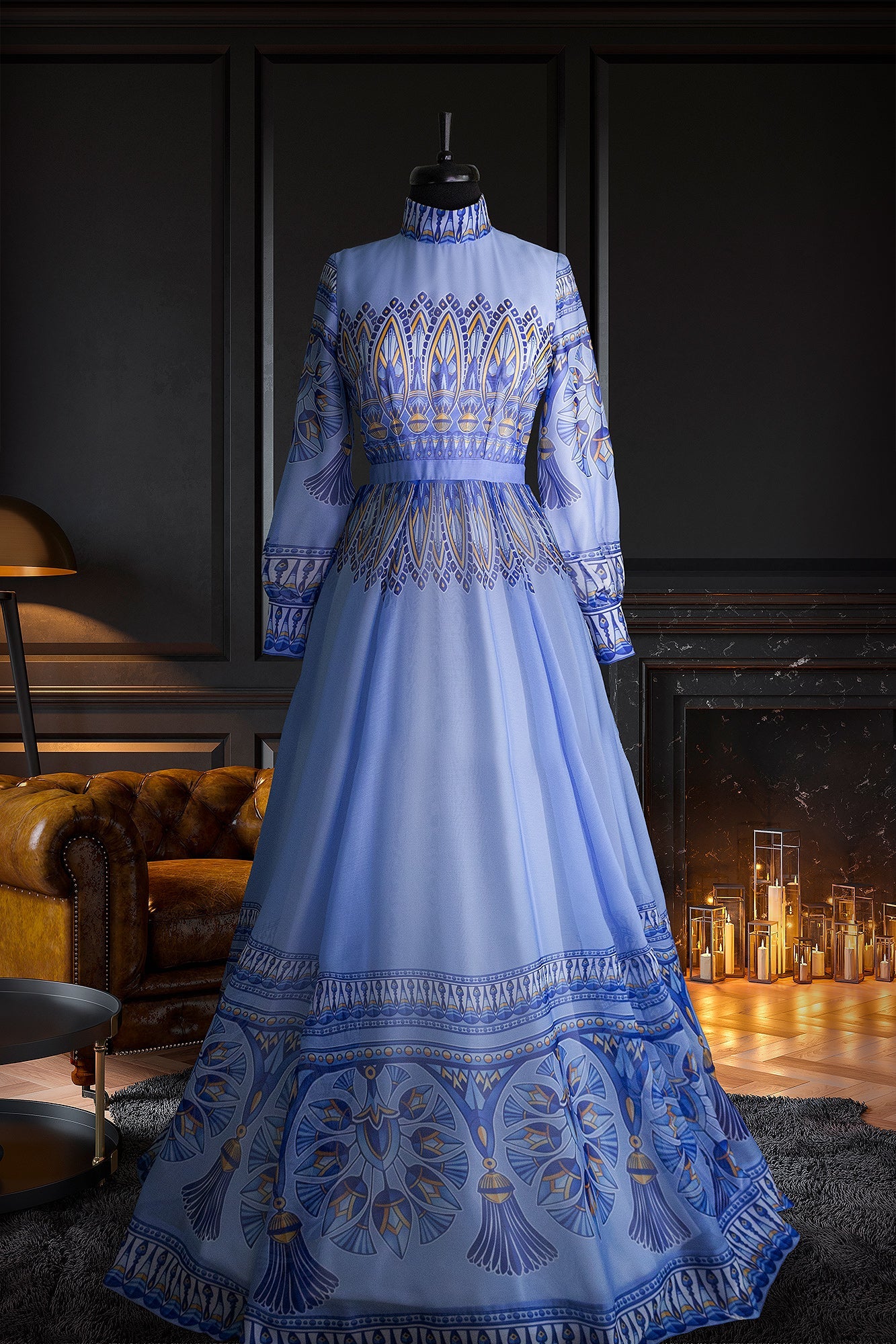 Cameliya Blue Chiffon Dress - Muslima Wear