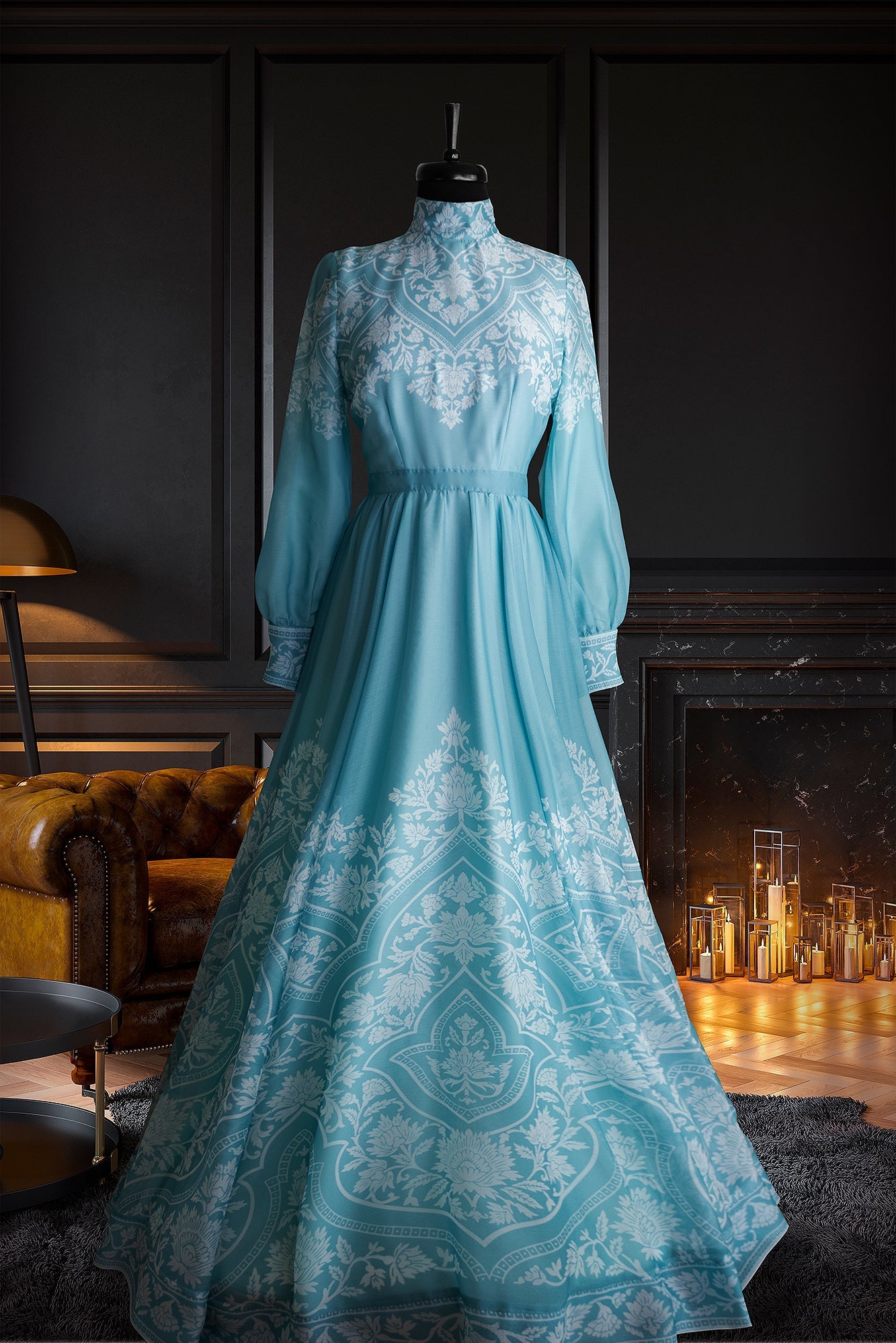 Liana Tiffany Blue Chiffon Dress ...