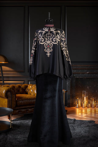 MAJESTY BLOUSE BLACK AND GOLD - Muslima Wear