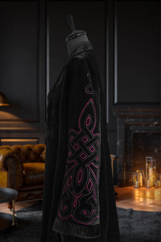 Muslima Black Ruby Velvet Abaya - Muslima Wear