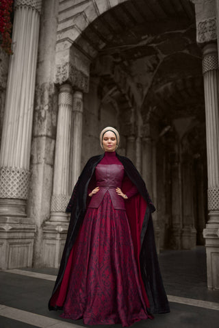 Muslima Black Ruby Velvet Abaya - Muslima Wear