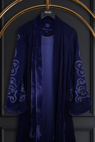 Muslima Navy Blue Velvet Abaya - Muslima Wear