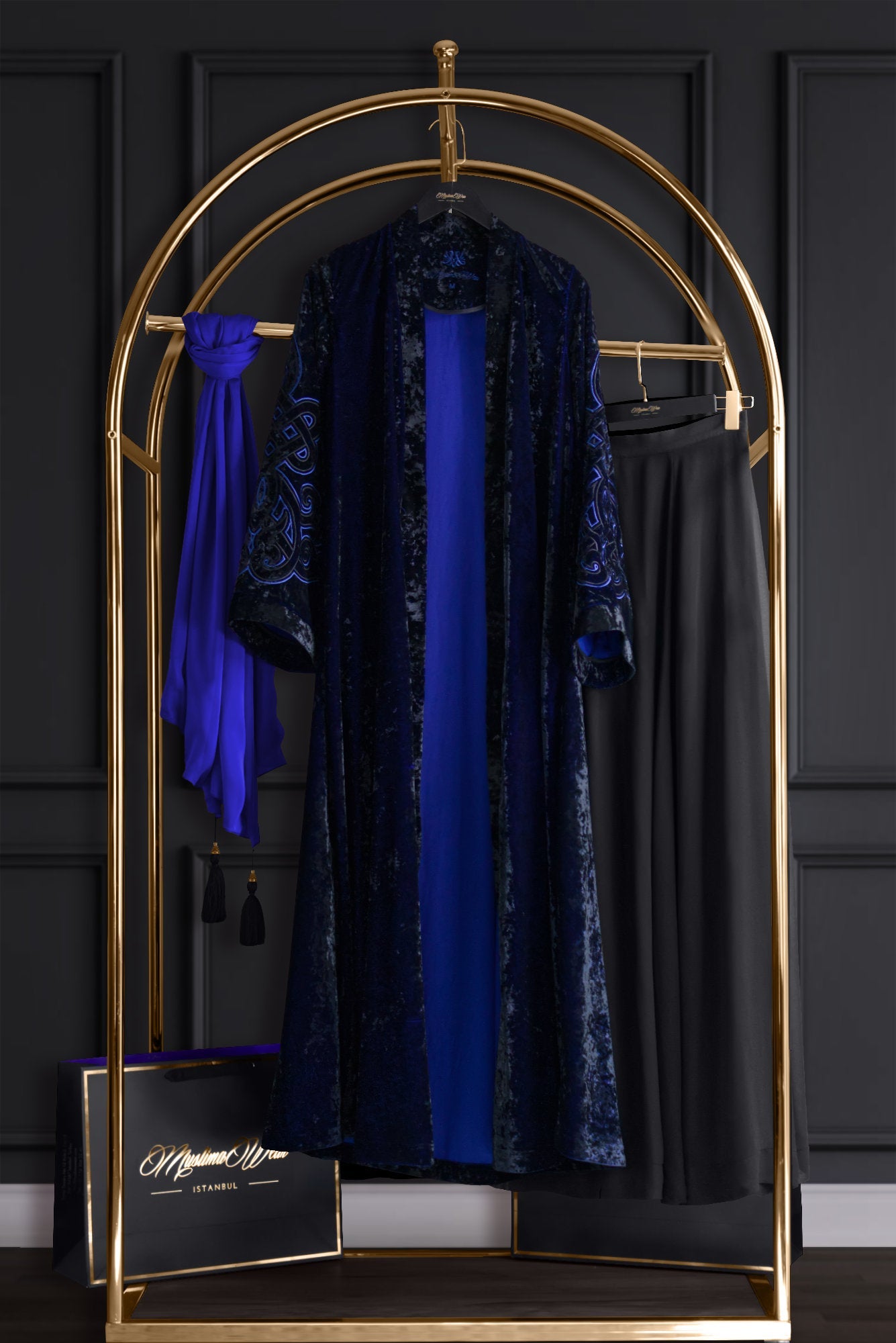 Muslima Shadow Blue Velvet Abaya - Muslima Wear