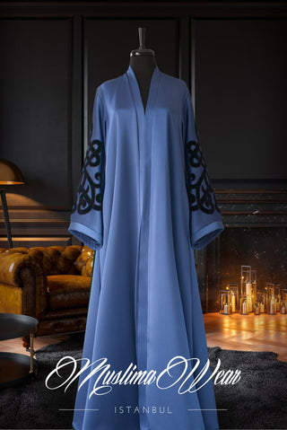 Muslima Silver Blue Abaya - Muslima Wear