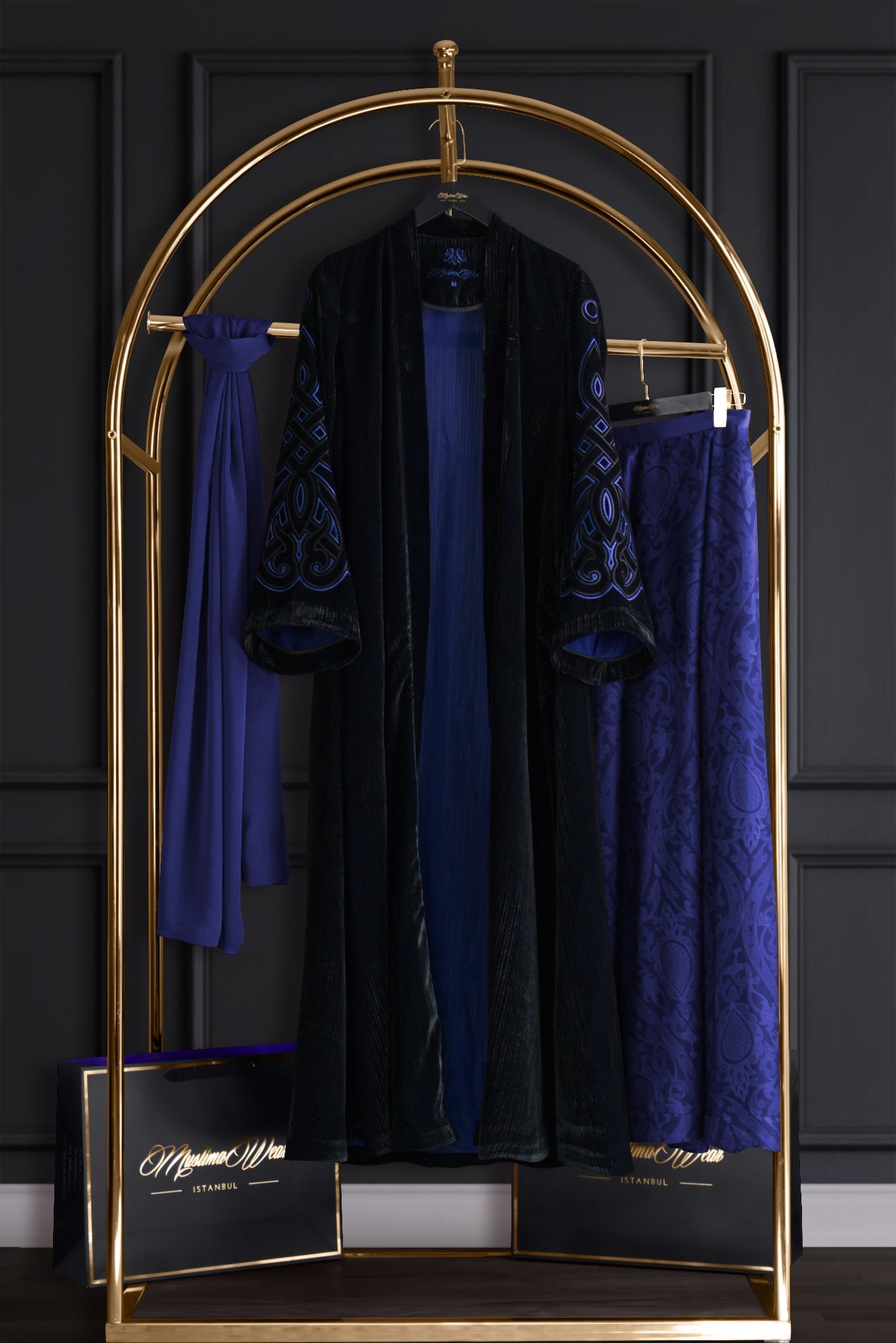 Muslima Violet Blue Velvet Abaya - Muslima Wear