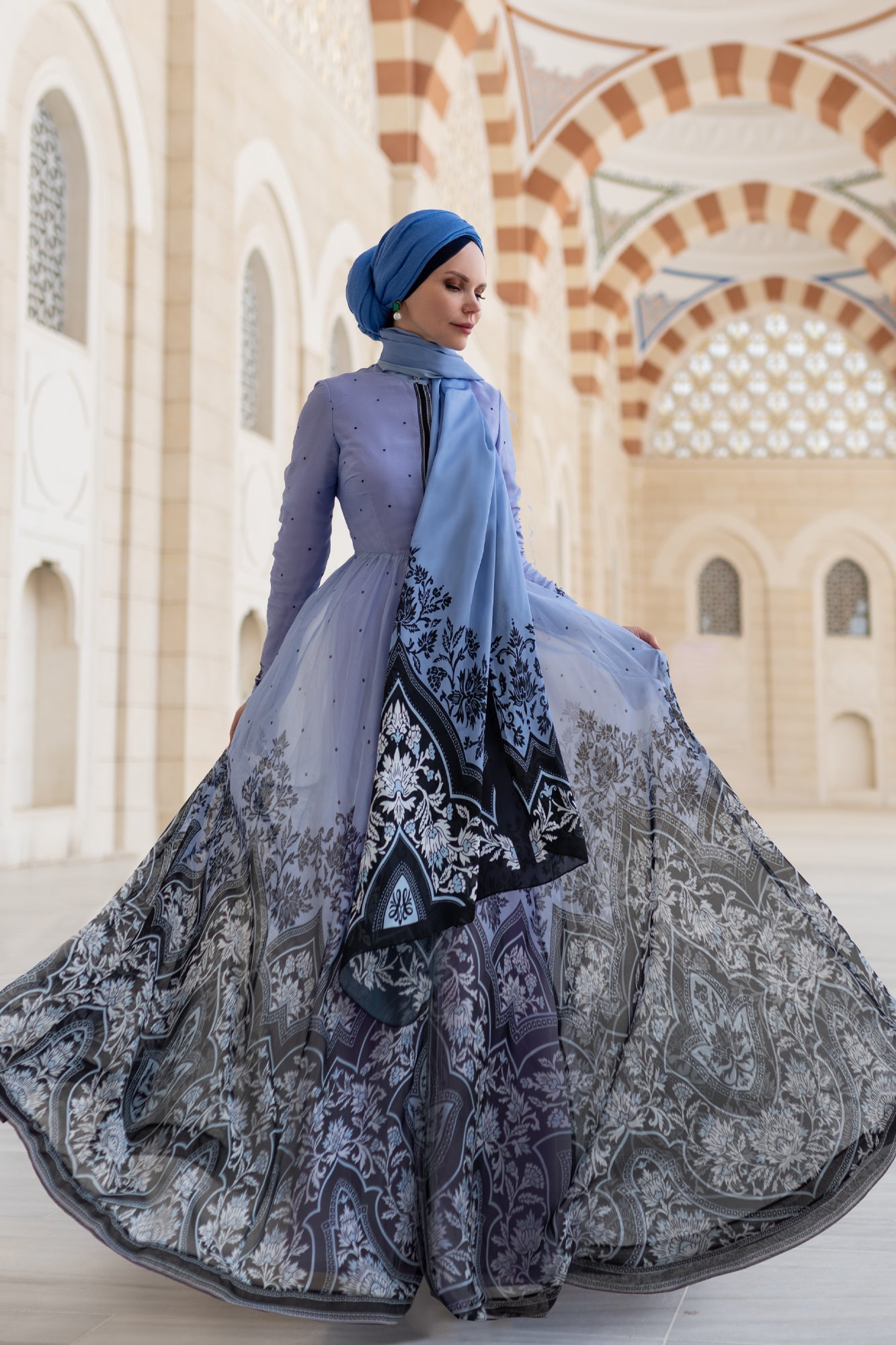 Rayyana Blue Chiffon Dress - Muslima Wear