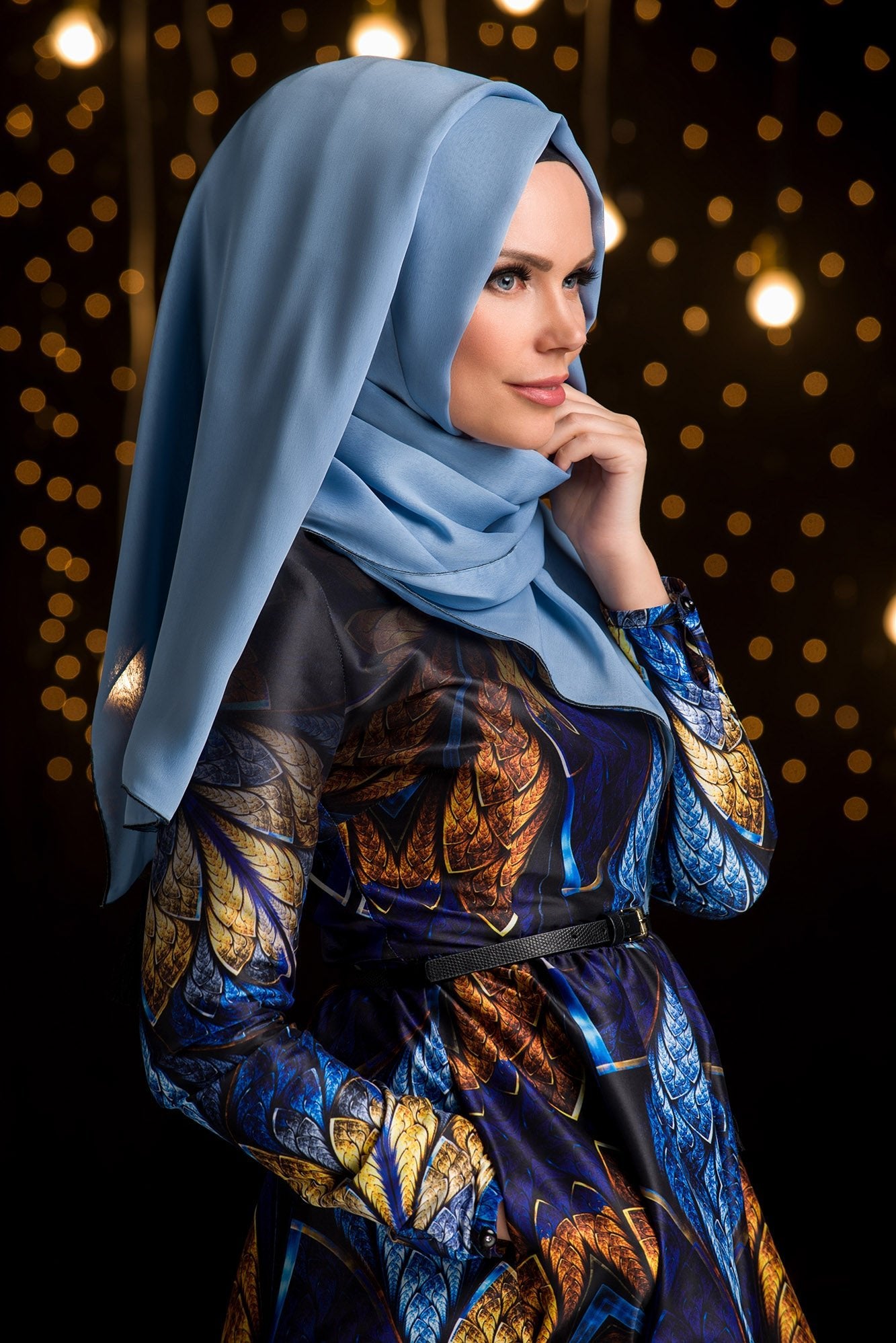 MW Hijab with Tassels Color: Mist Blue - Muslima Wear
