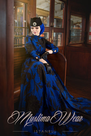 Robe en mousseline bleu pivoine