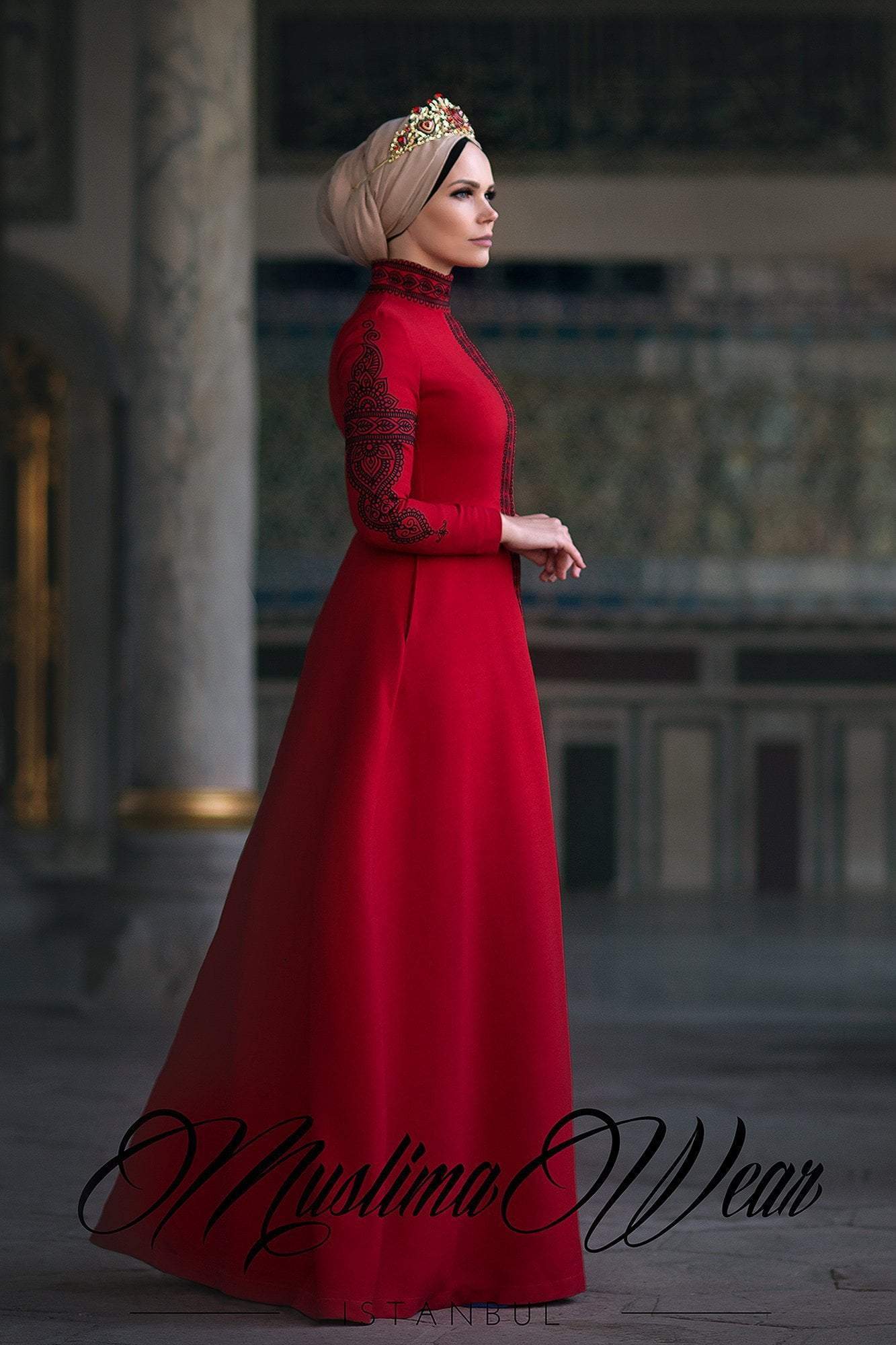 Muslima Wear Dress S / Red Red Mehendi Dress