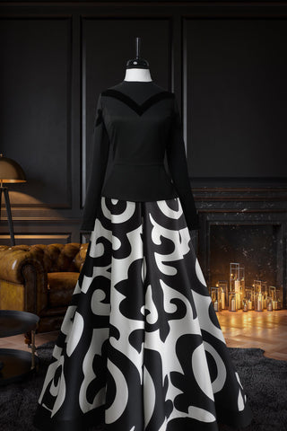 Silkway Skirt White Black - Muslima Wear
